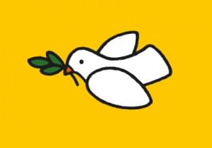Nijntje - Miffy -  Vredesduif, geel/L, Dick Bruna