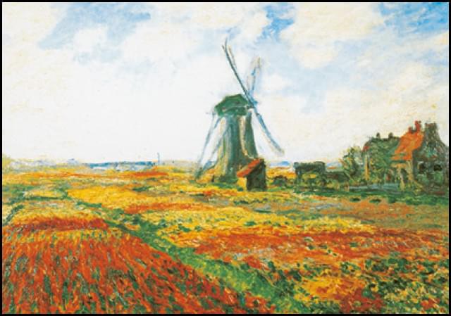 Tulip field with mill in Holland, Claude Monet